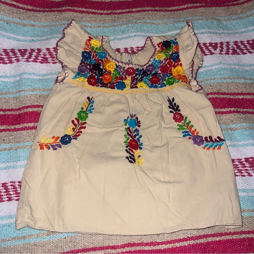 Embroidered Floral Beige Dress